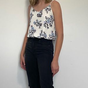 White Camisole with Blue Flowers - Medium